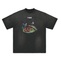 Monkey Washed Distressed Drop Shoulder Crew Neck T-Shirt - 270 GSM